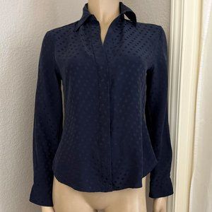 Carolina Herrera Navy Blue Dots Silk Top Small
